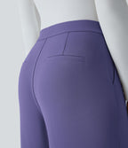Halara Flex™ Pantalon Tailleur Droit à Taille Haute avec Pli Poches Latérales en Crêpe