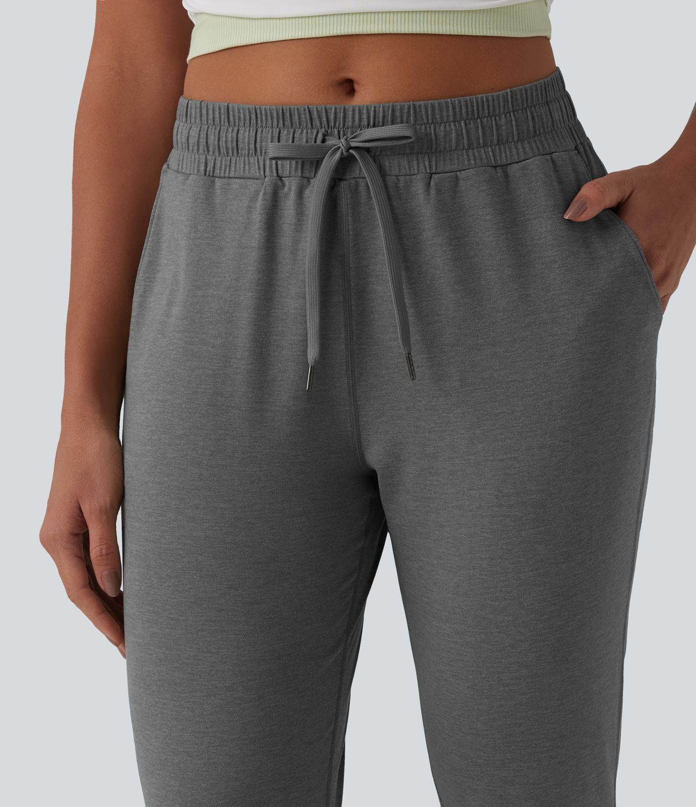 Jogging fuselé décontracté taille mi-haute avec cordon de serrage et poches
