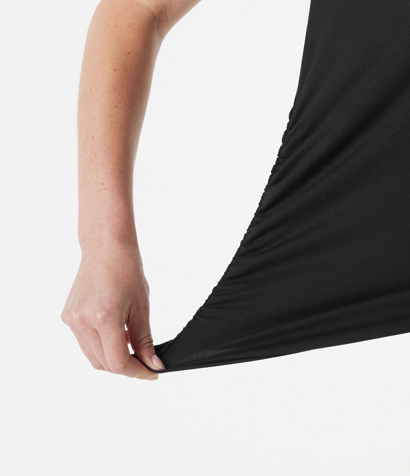 T-shirt casual froncé à col rond et manches courtes