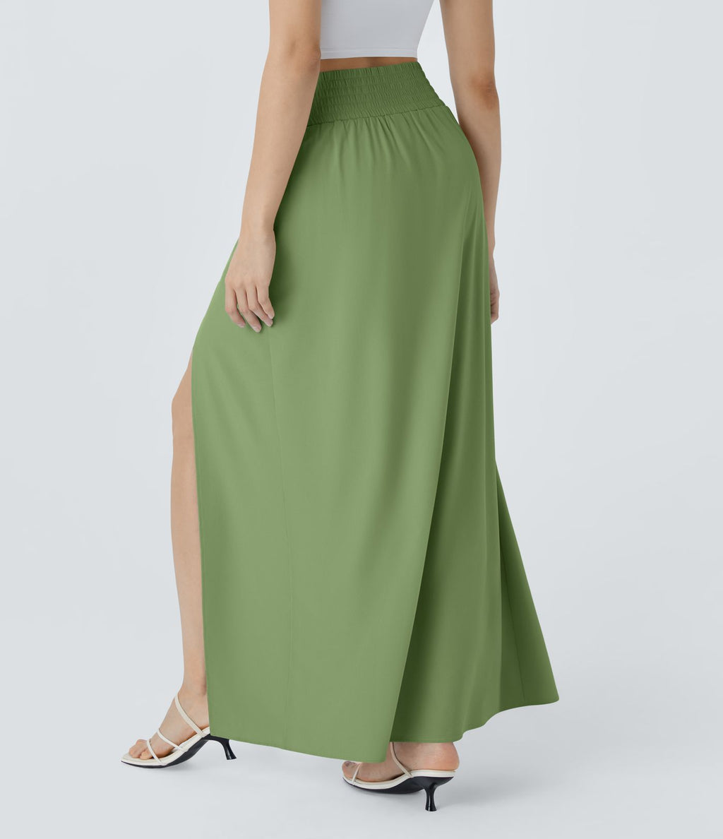 Jupe Maxi Fluide Breezeful™ 2 en 1 à Taille Haute avec Fente, Poches Latérales et Séchage Rapide
