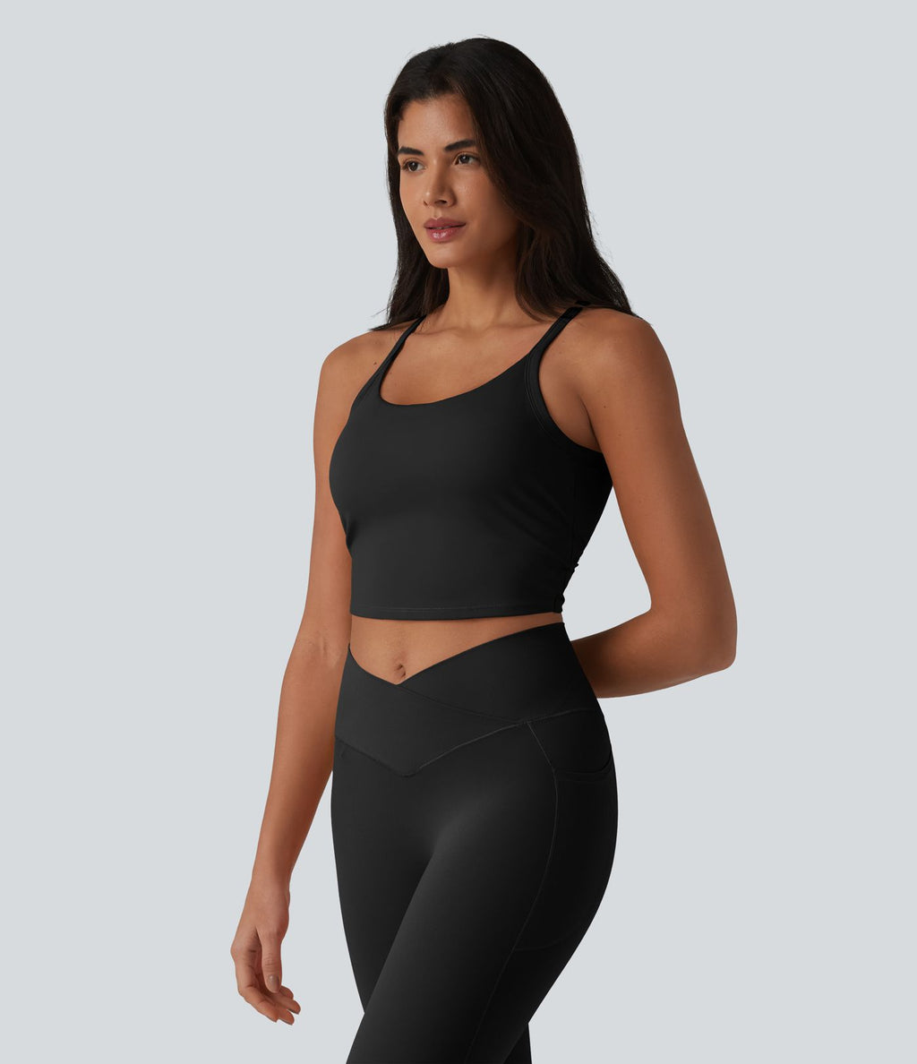 Brassière de yoga courte col U avec découpes et brassière intégrée