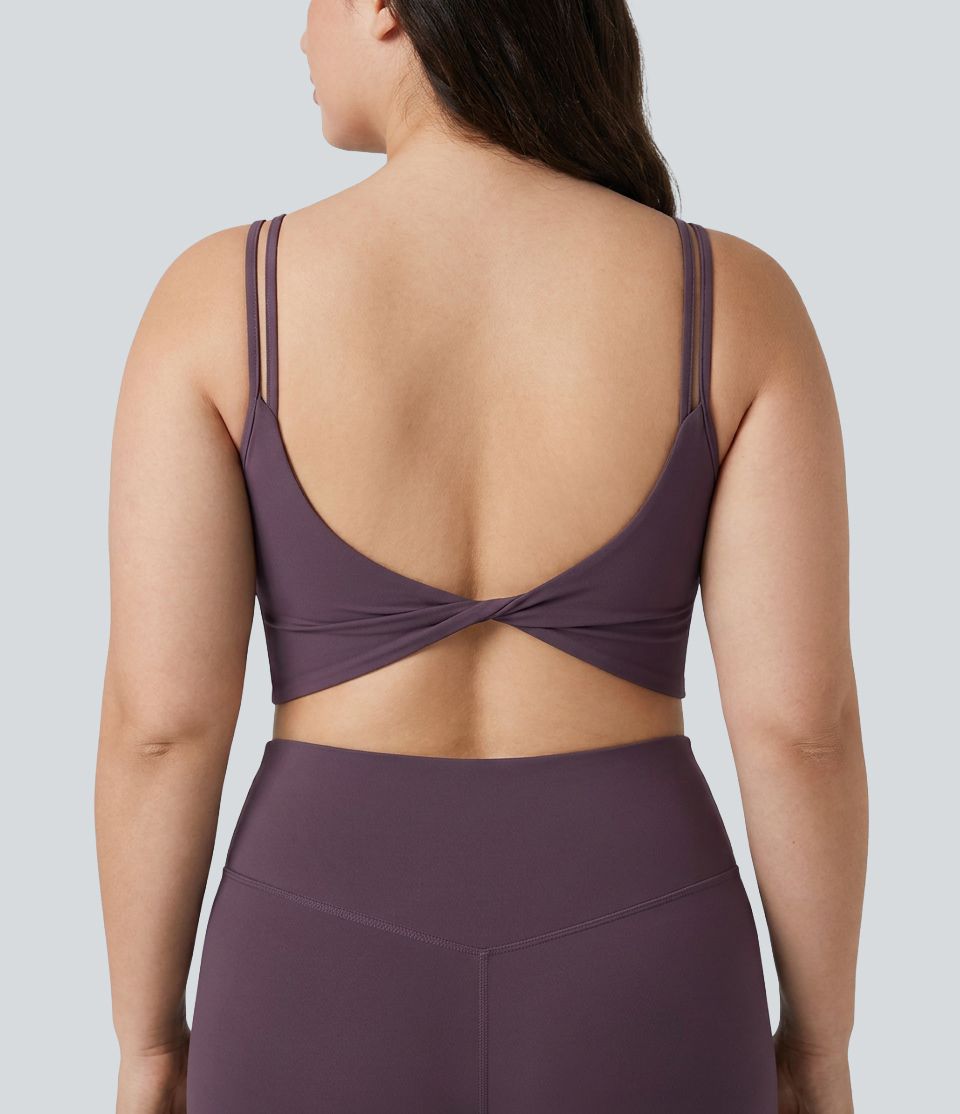 Débardeur de yoga court grande taille Halara UltraSculpt™ torsadé dos nu avec doubles bretelles et brassière intégrée