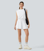 Robe de sport mini SoftlyZero™ Airy effet frais InstantCool sans manches, col rond, cordon ajustable, short amovible avec poches, protection solaire UPF50+