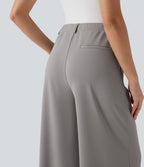 Pantalon tailleur Halara Flex™ palazzo crêpe jambe large taille haute avec poches