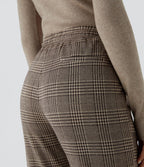 Halara Flex™ Pantalon Tailleur taille mi-haute à motif pied-de-poule avec cordon de serrage et poches latérales