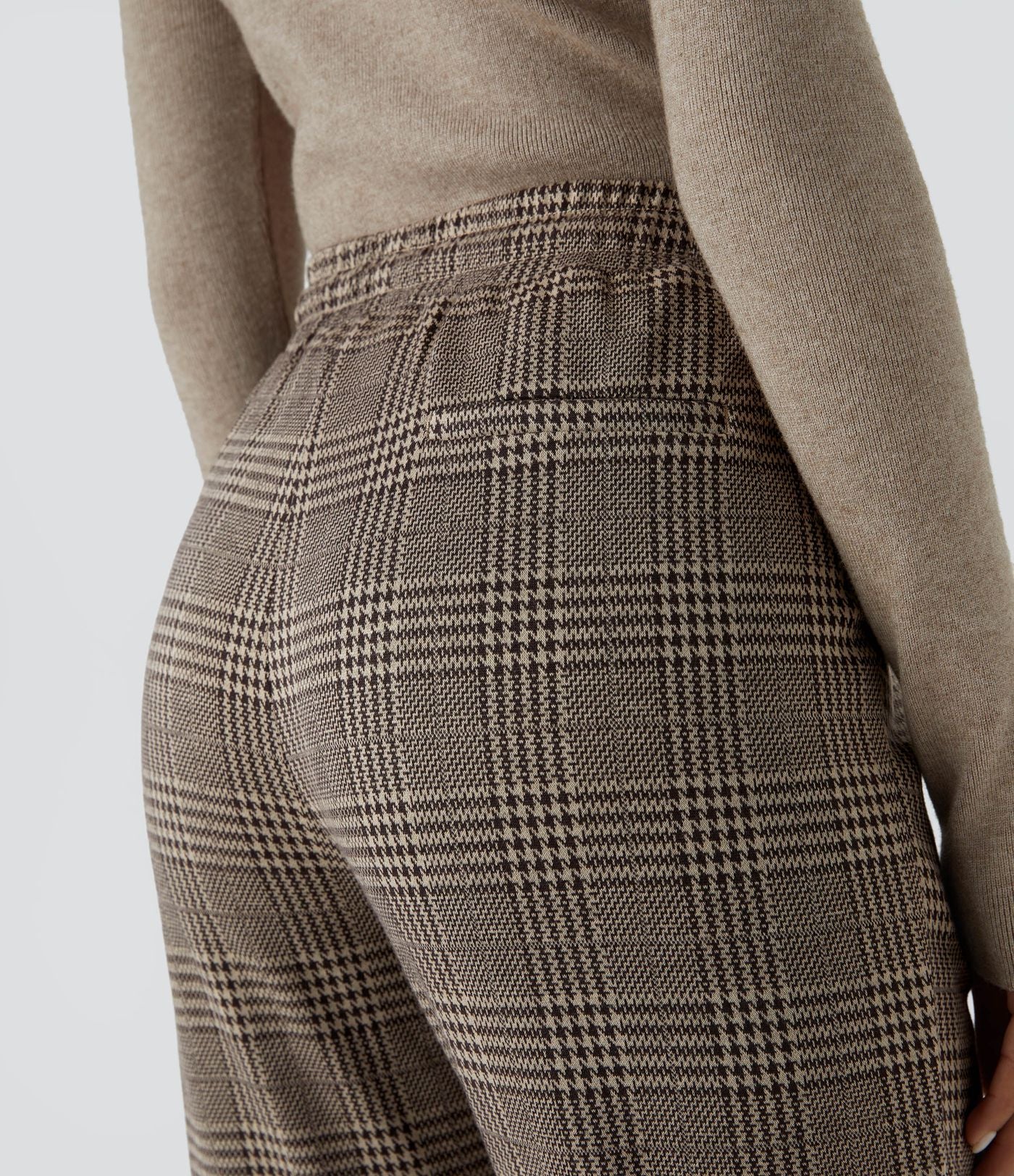 Halara Flex™ Pantalon Tailleur taille mi-haute à motif pied-de-poule avec cordon de serrage et poches latérales