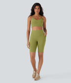 Short cycliste 22,8 cm d'entraînement gainant taille haute avec poches Halara UltraSculpt™