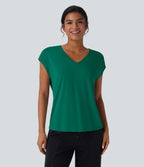 T-shirt casual col V manches courtes