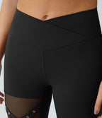 Legging yoga croisé taille haute avec mesh contrastant et boucle décorative DayStretch