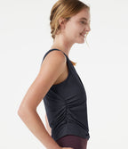 Débardeur de yoga col V avec ourlet asymétrique et fronces latérales