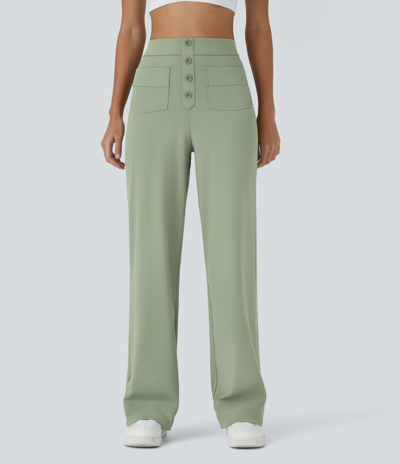 Pantalon taille haute coupe droite DayStretch avec poches