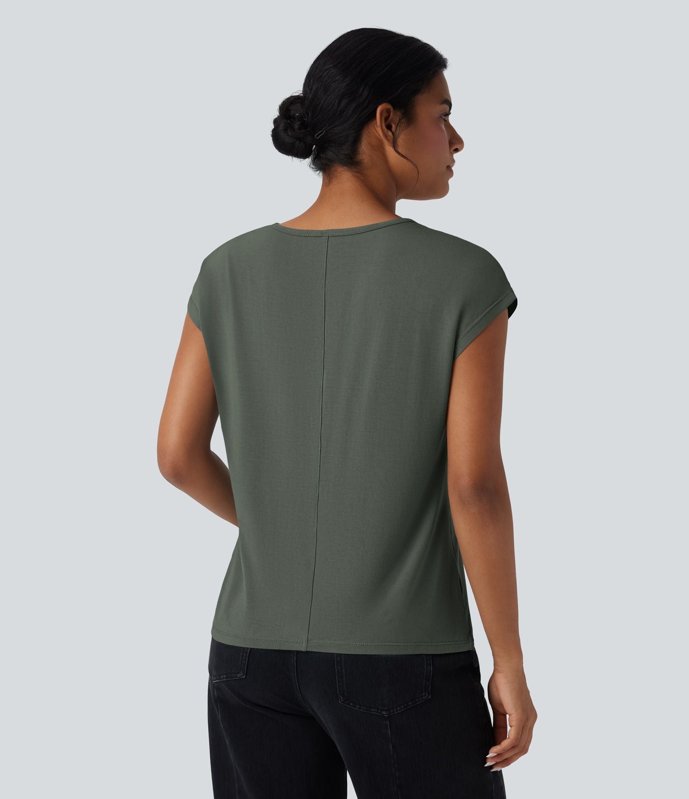 T-shirt casual col V manches courtes
