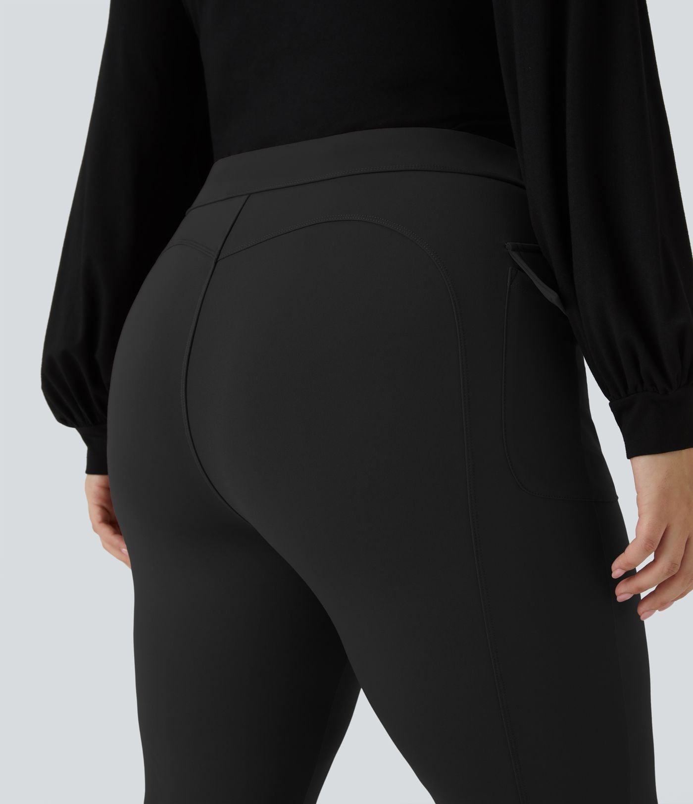 Pantalon cargo évasé taille haute grande taille avec poches à rabat latérales