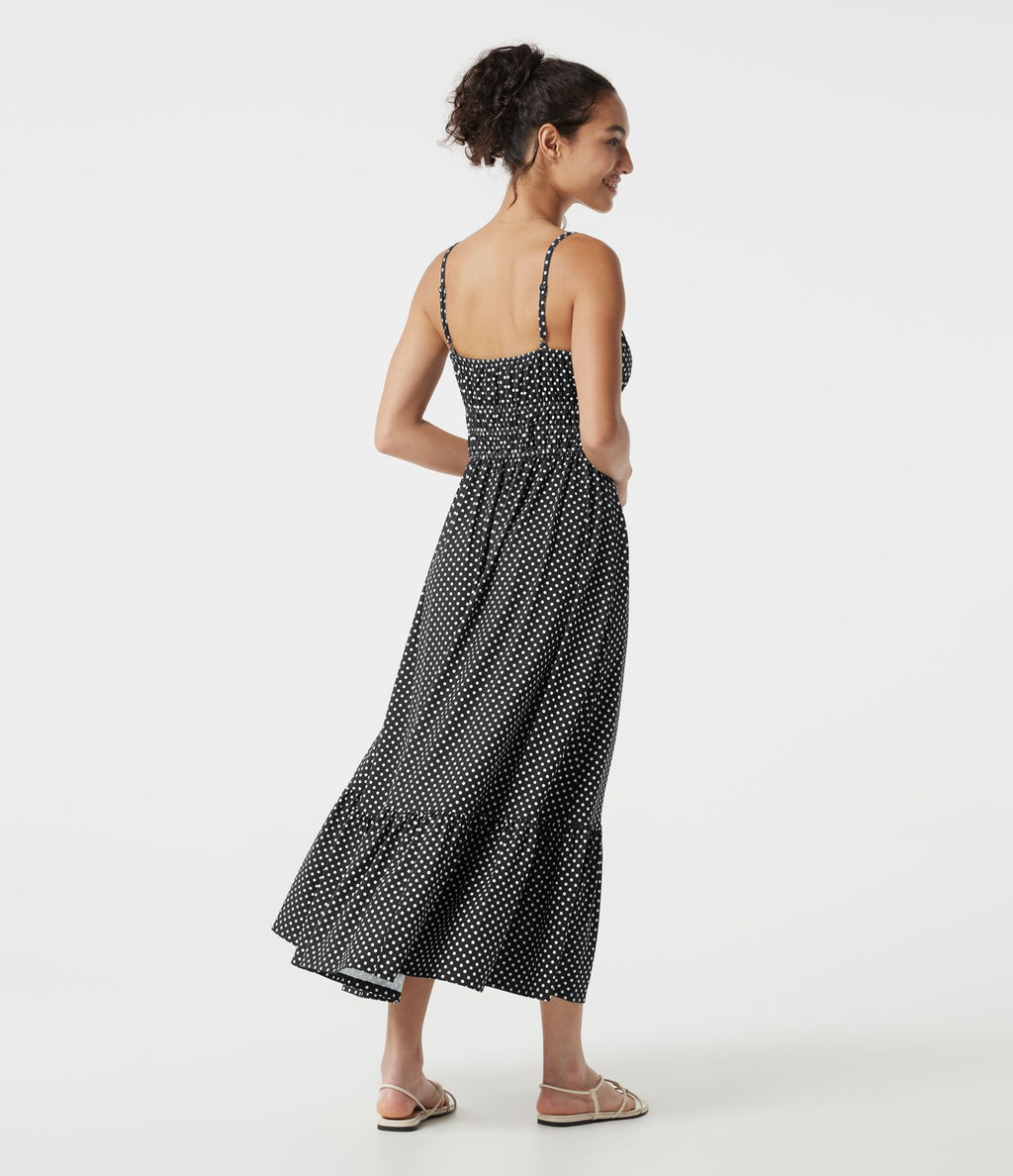 Robe nuisette midi fluide à pois avec lien à nouer à l’avant