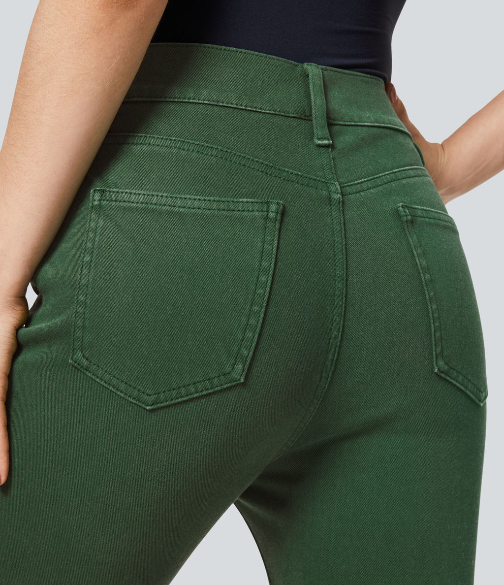 Jean bootcut 7/8 décontracté coloré à poches taille haute Halara Flex™
