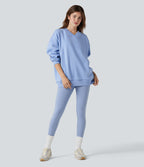 Sweat-shirt coton polaire col V manches longues avec poches