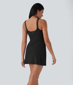 Robe de sport yoga 2-en-1 SoftlyZero™ Plush push-up coques moulées avec poches édition Easy Peasy E-G