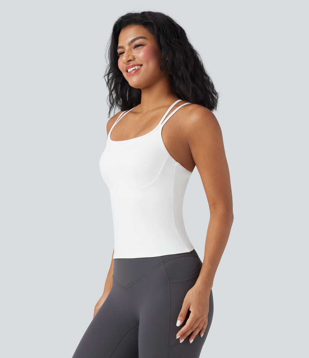 Débardeur yoga SoftlyZero™ Plush double bretelles dos croisé longueur étendue