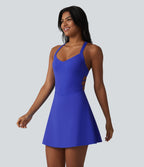 SoftlyZero™ Plush Robe sport mini de yoga 2-en-1 dos nageur croisé dos nu avec soutien-gorge intégré et poches - Easy Peasy
