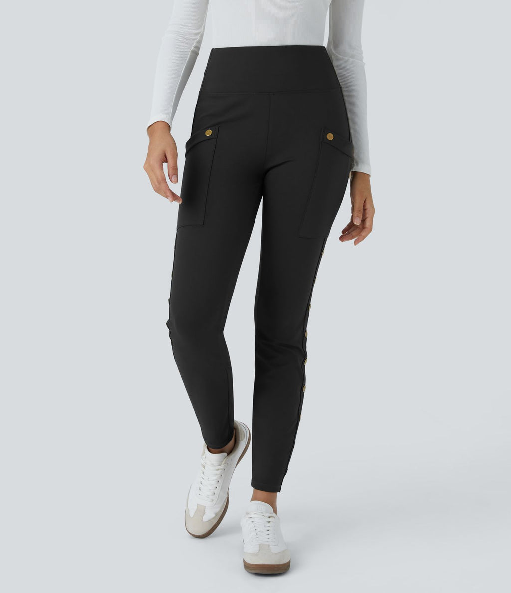 Pantalon taille haute ajusté longueur cheville avec poches décoratives DayStretch