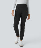 Pantalon taille haute ajusté longueur cheville avec poches décoratives DayStretch