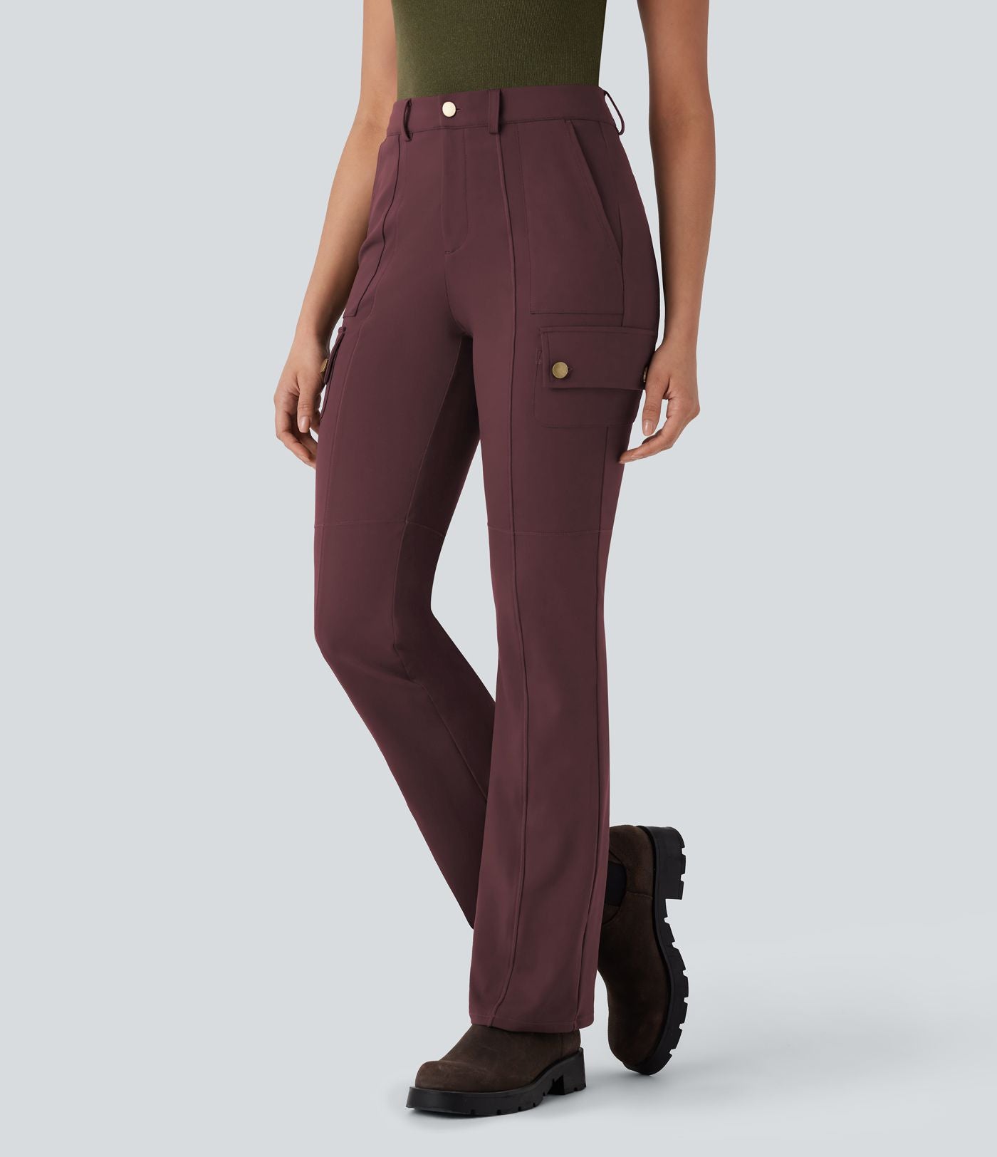 Pantalon cargo bootcut randonnée taille moyenne DayStretch avec poches
