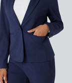 Blazer de travail ajusté col cranté infroissable à manches longues Halara Flex™ Suit avec poches