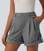 Short casual à rayures 12,5 cm taille haute avec poches
