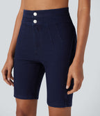 Short cycliste casual denim Halara Flex™ tricot extensible taille haute effet push-up avec poches