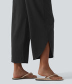 Pantalon décontracté taille haute ventre plat à rayures séchage rapide avec poches - UPF40+