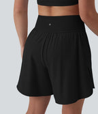 SoftlyZero™ QuickDry Short running 2-en-1 gainant taille haute à pois réfléchissants et ourlet croisé 17,5 cm avec poches
