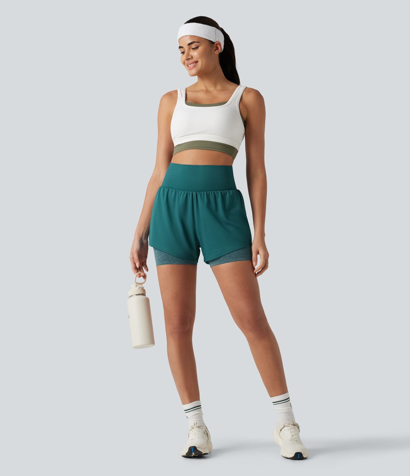 OneForm Short de sport 2-en-1 sans couture taille haute 10 cm avec poche