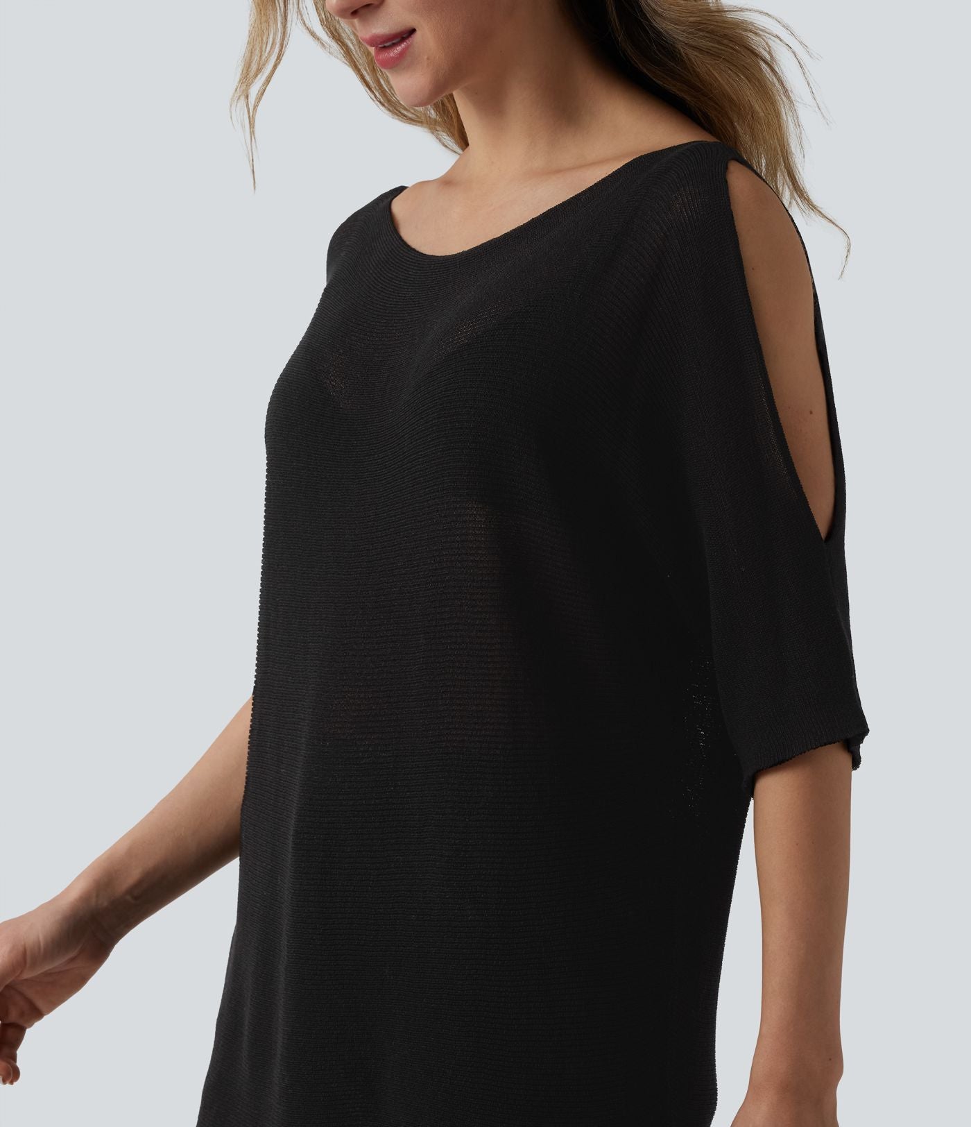 Pull décontracté asymétrique demi-manches
