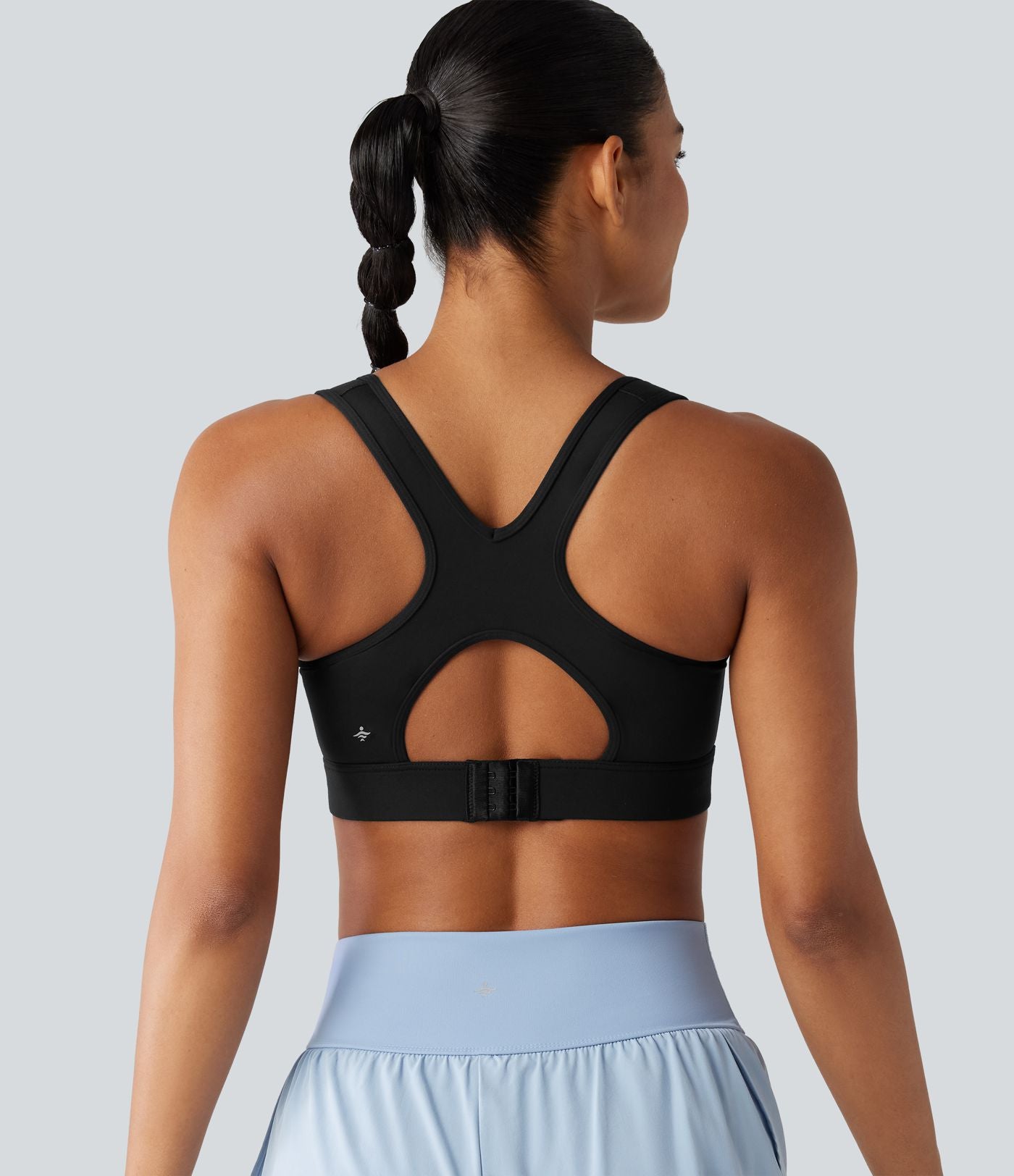 Brassière de sport d'entraînement maintien fort en mesh contrasté avec boucle ajustable et coussinets non amovibles