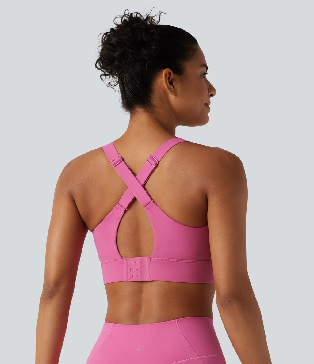 Haut brassière de sport Halara UltraSculpt™ maintien moyen col V, dos nu, bretelles croisées, coussinets amovibles, bonnets E à G