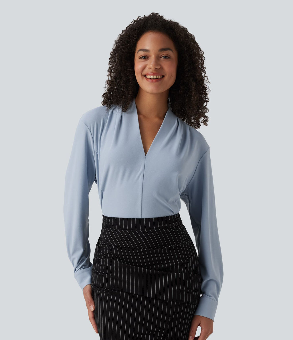 Blouse de travail col V manches longues