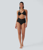 Bas de bikini maillot de bain côtelé taille basse croisé