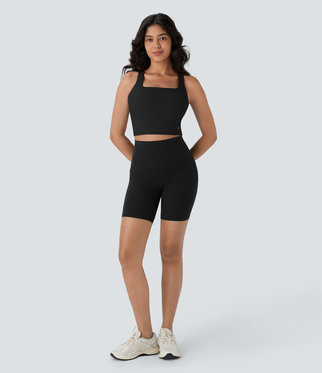 Débardeur yoga court SoftlyZero™ Airy col carré effet frais InstantCool, bonnets E-G