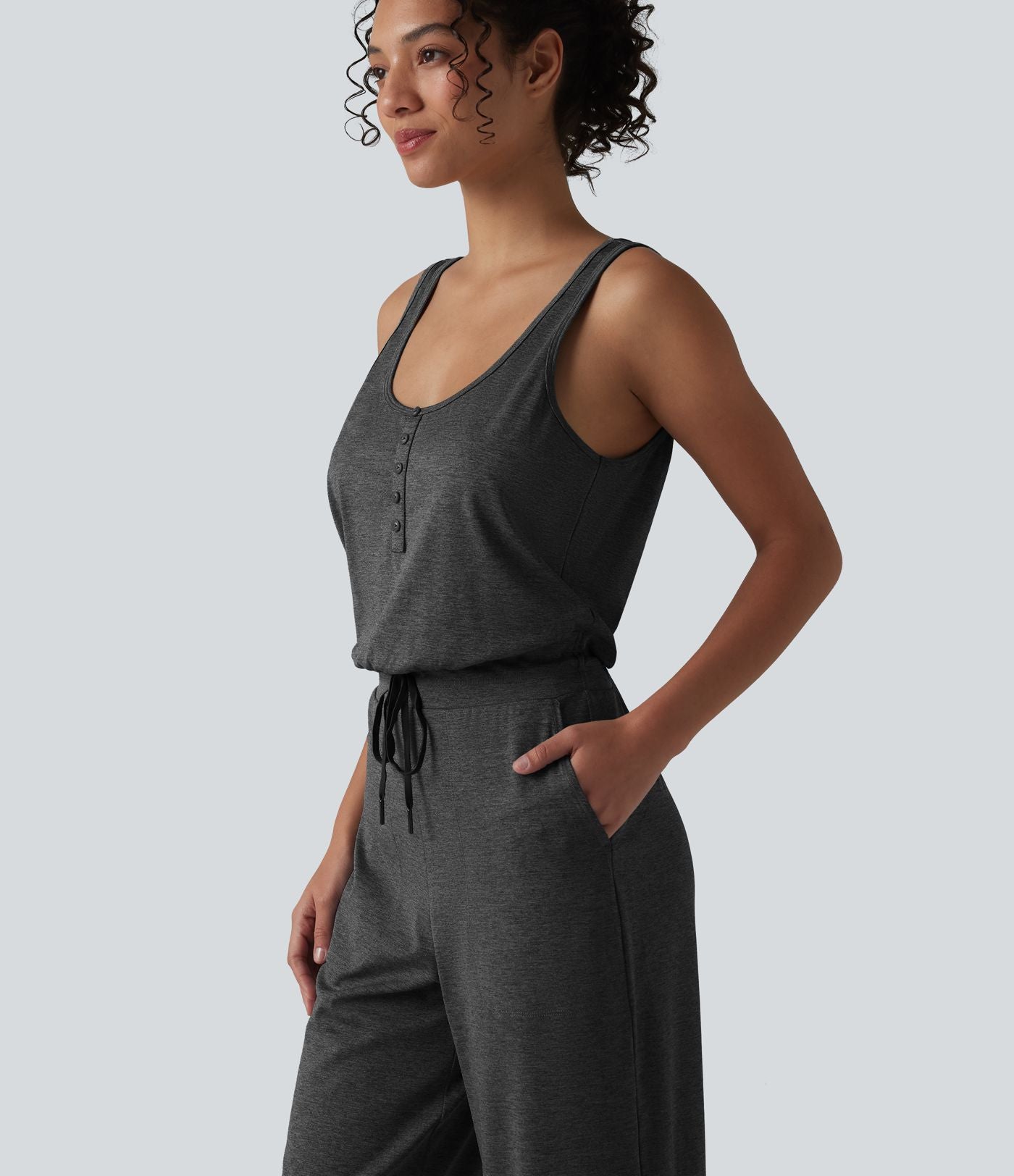 Halara UltraSculpt™ Combinaison yoga chinée col U sans manches séchage rapide avec poches - Easy Peasy