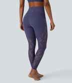 Legging de yoga 7/8 Softlyzero™ taille haute avec dentelle contrastée et poches latérales-UPF50+