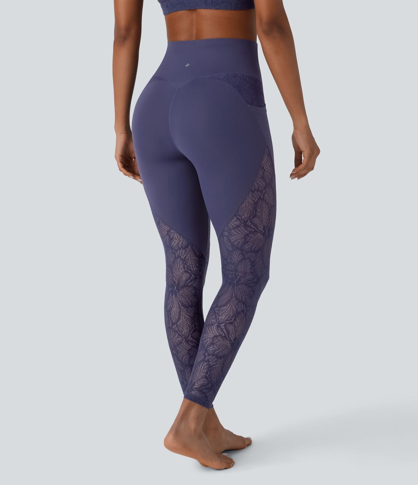 Legging de yoga 7/8 Softlyzero™ taille haute avec dentelle contrastée et poches latérales-UPF50+