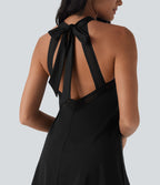 Robe de yoga courte 2-en-1 dos nu à nouer Softlyzero™ Airy Cool Touch avec poche latérale - UPF50+