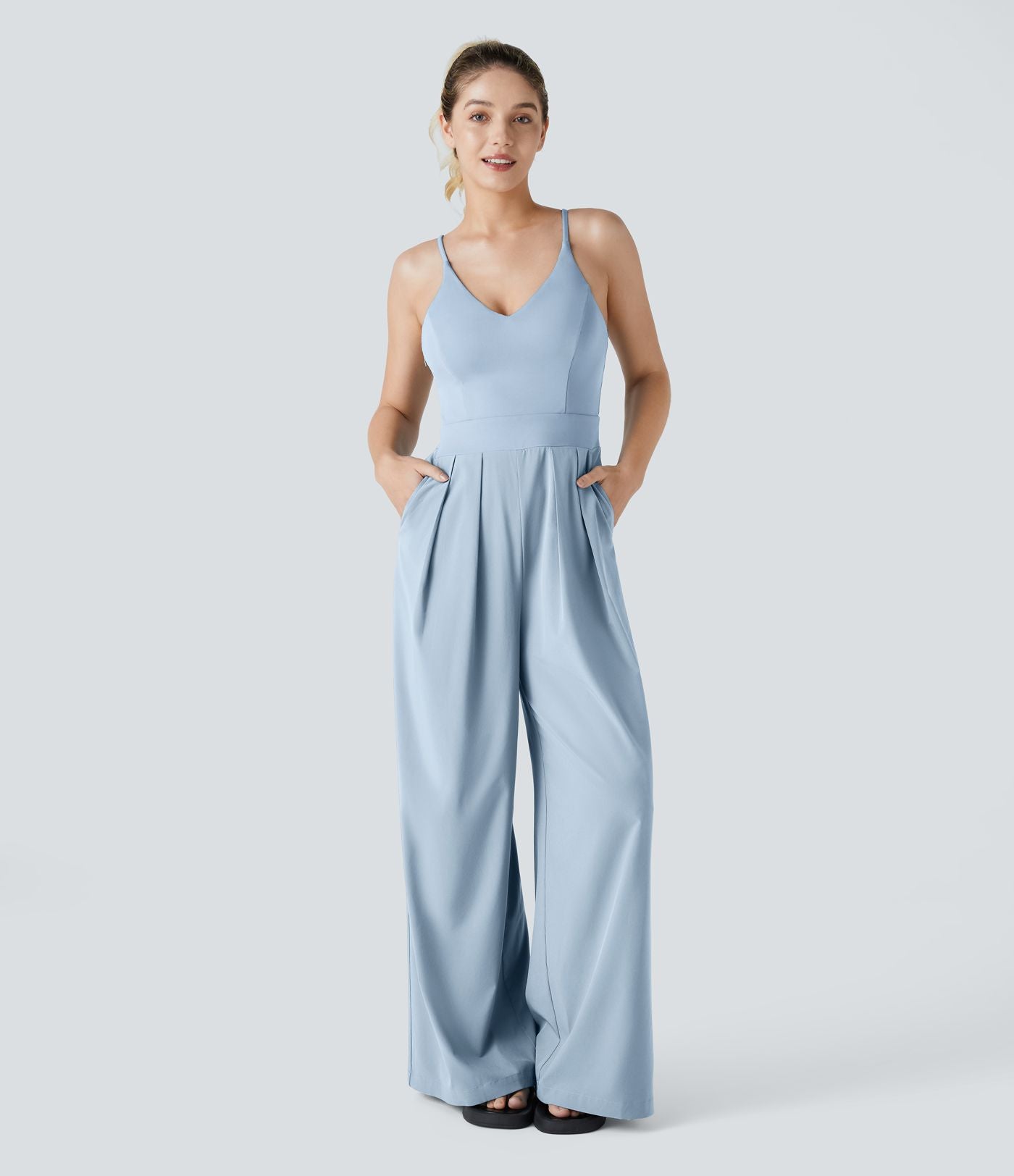 Breezeful™ Combinaison Dos Nu Poche Zippée Invisible Sur le Côté Jambe Large Séchage Rapide