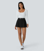Jupe micro mini 2-en-1 taille haute avec poches