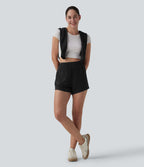 Short sweat décontracté 2 en 1 taille haute 10 cm avec poches
