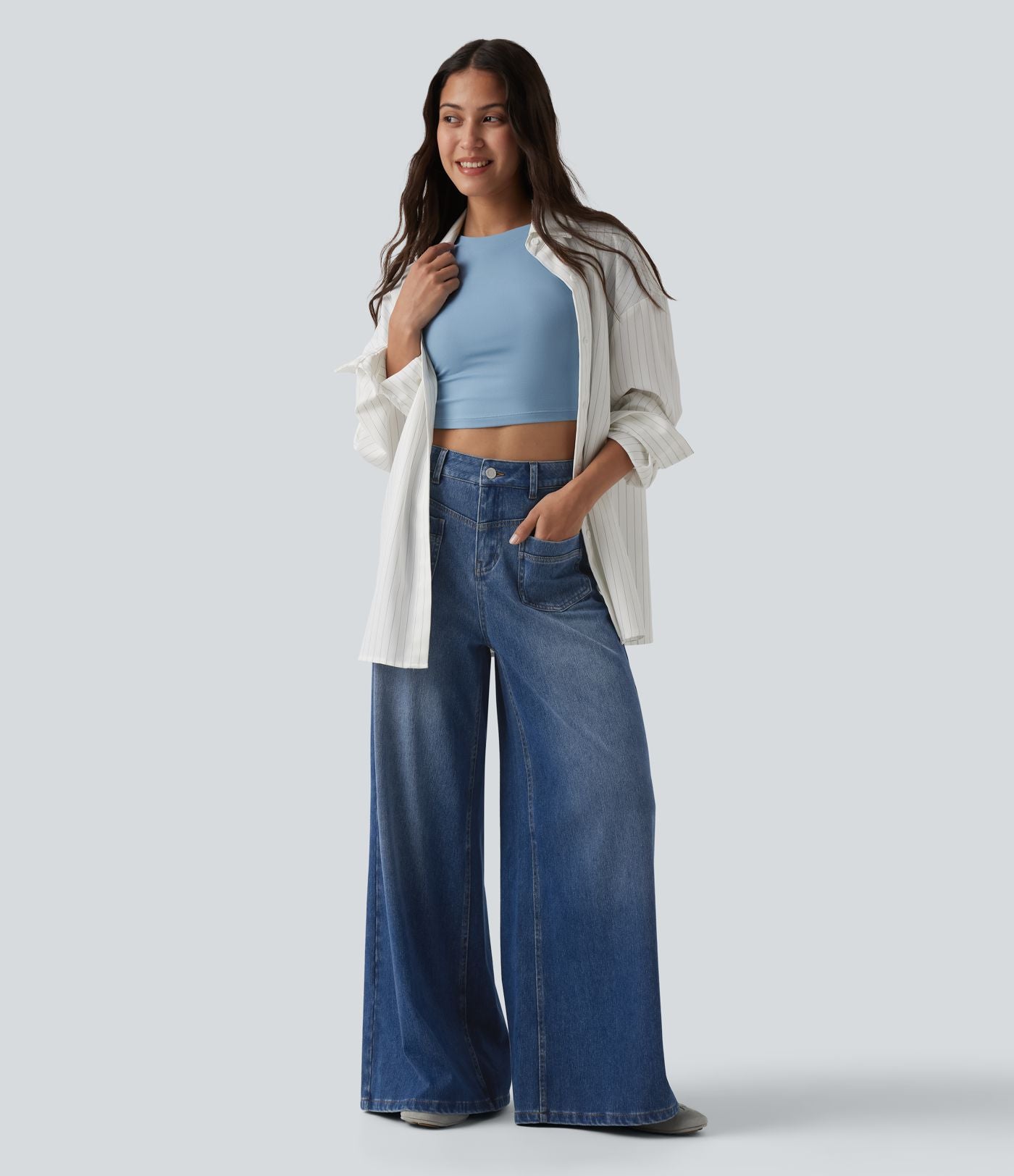 Jean ample Halara Flex™ casual taille mi-haute avec poches