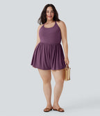 Combinaison-short de séjour grande taille 2-en-1 dos nu torsadée avec poches - Easy Peasy Edition