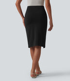 Jupe casual moulante taille haute longueur genou