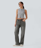 Jean décontracté Halara Flex™ taille basse coupe droite avec poches