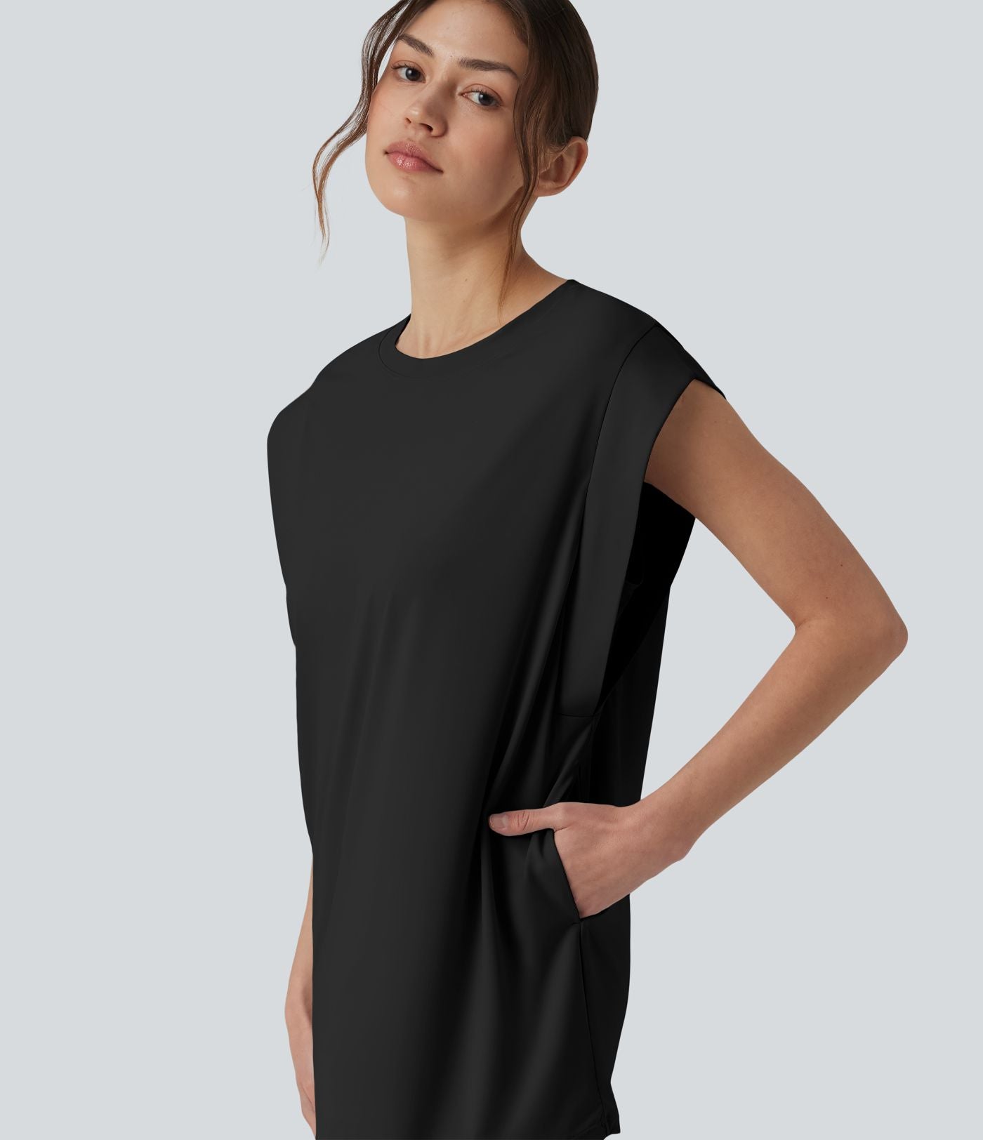 Débardeur yoga col rond effet frais InstantCool avec poches, protection solaire UPF50+